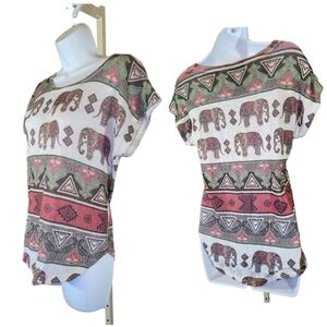 BOHEMIAN Elephant Woven Tunic Top